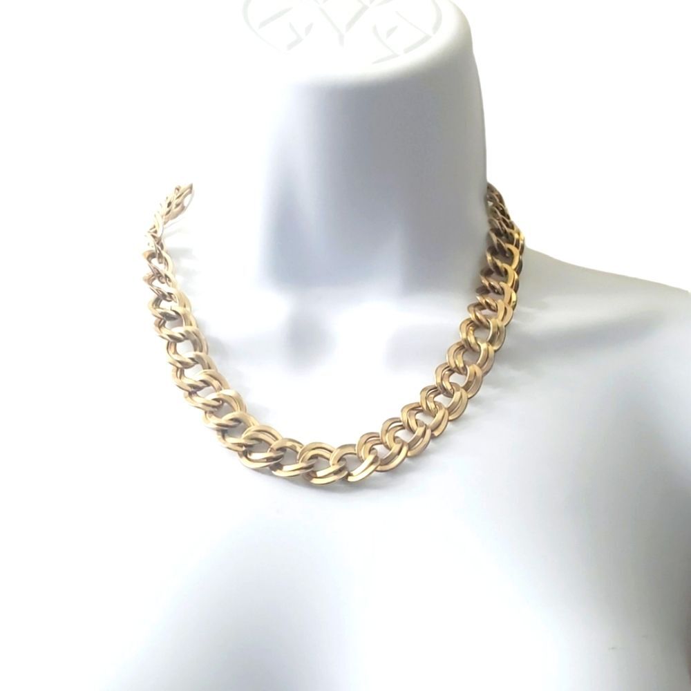 Womens Vintage Chunky Gold Toned Large Circle Chain Necklace
